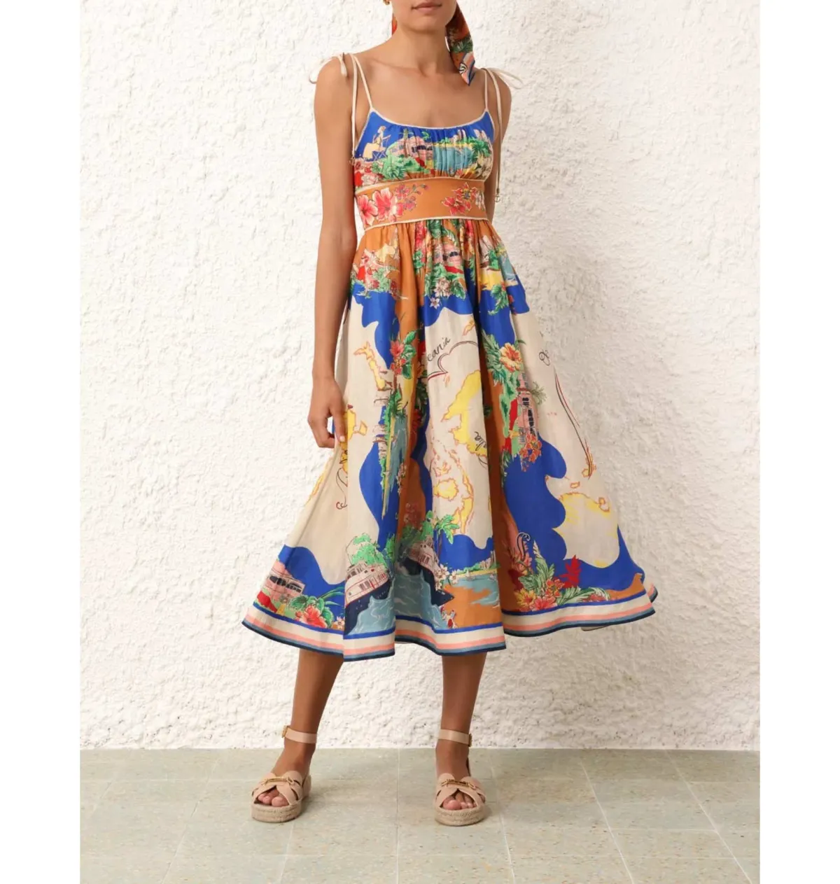 Zimmermann Alight Picnic Midi Dress Nautical Map Print Size 2 / AU 12 - Image 1