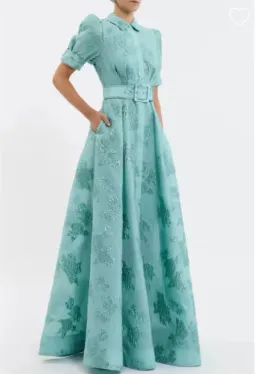 Rebecca Vallance Benette Short Sleeve Gown Teal Blue Size 16 for rent on The Volte - image 2