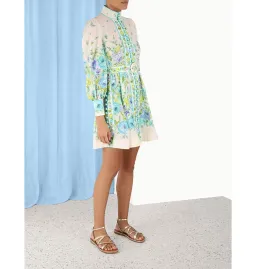 Zimmermann Raie Buttoned Mini Dress Floral Size 3 / AU 14 for rent on The Volte - image 2