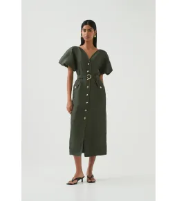 Aje Paloma Utility Midi Dress Midnight Green Size 10 for rent on The Volte - image 2