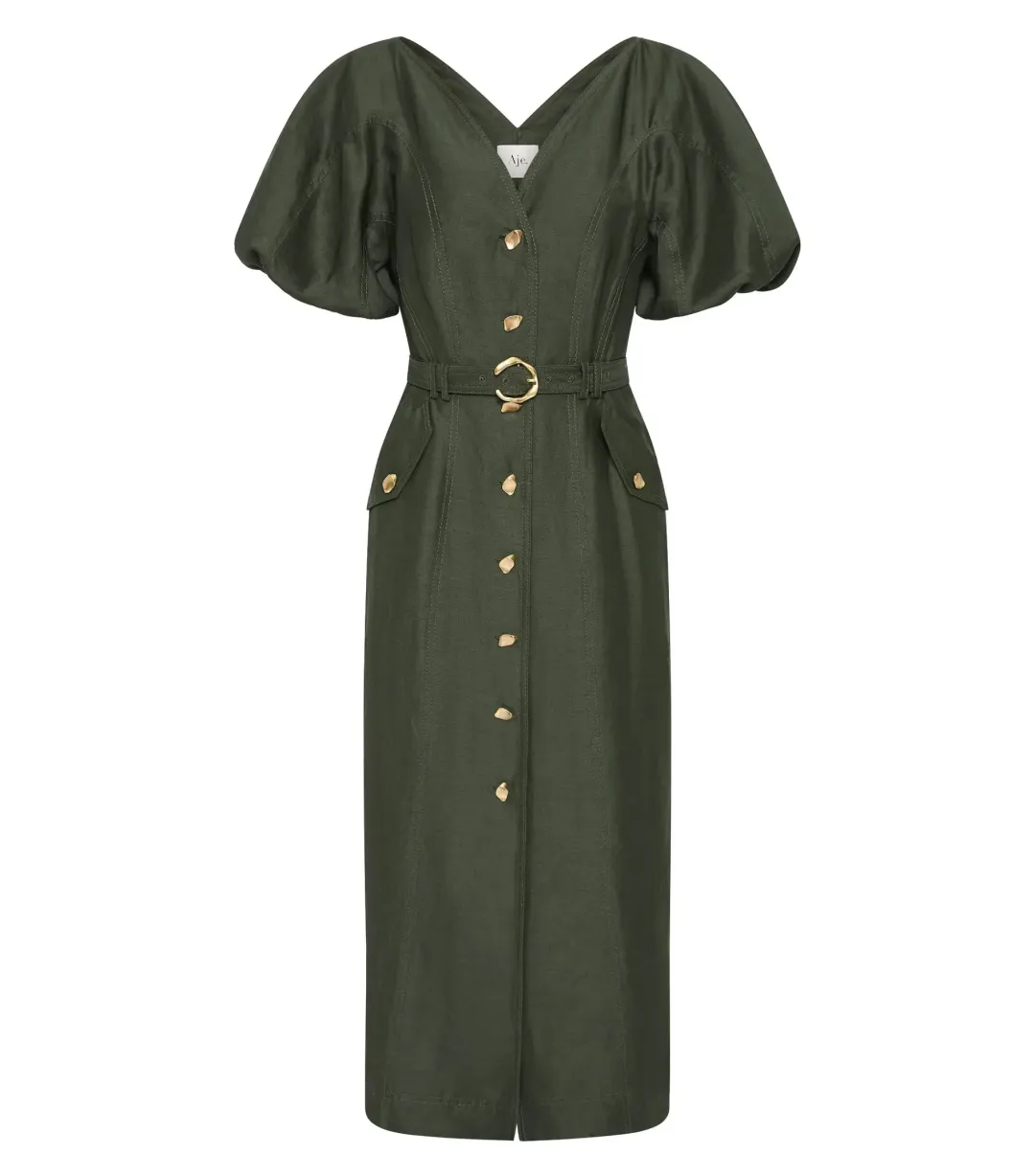 Aje Paloma Utility Midi Dress Midnight Green Size 10 for rent on The Volte - main image