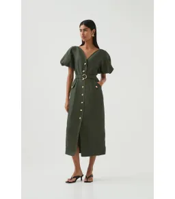 Aje Paloma Utility Midi Dress Midnight Green Size 10 for rent on The Volte - image 1