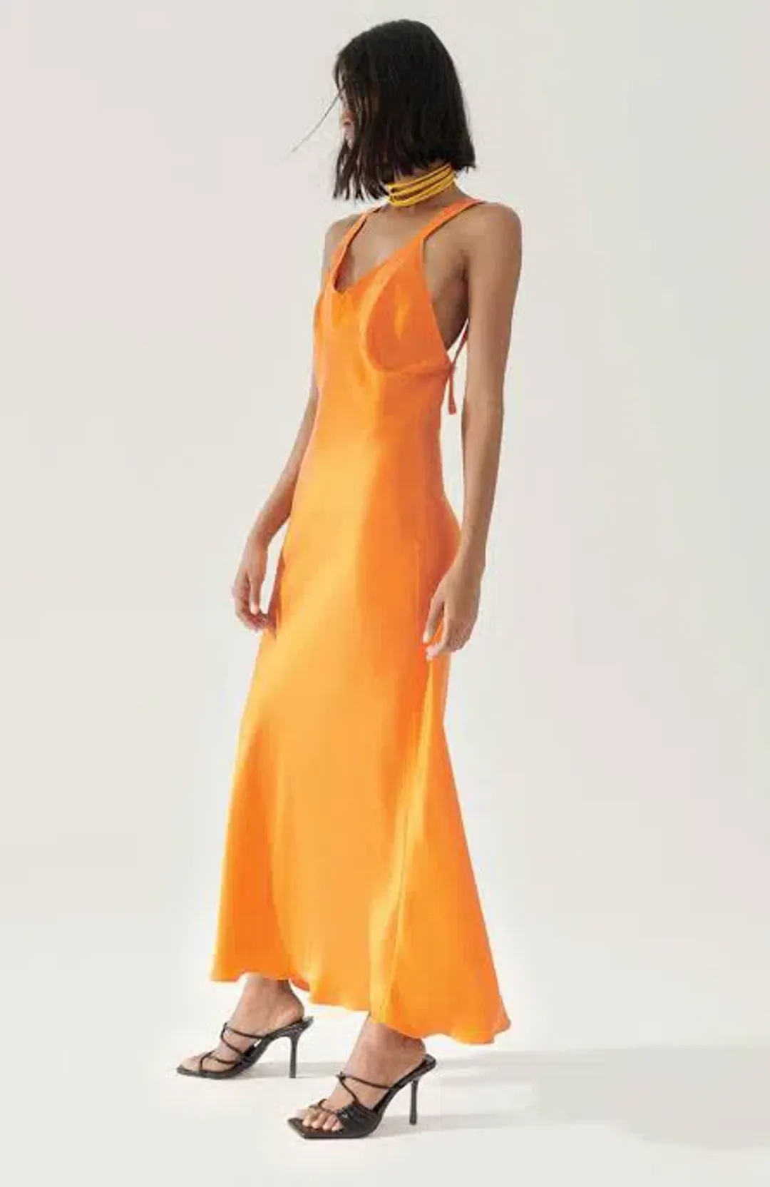 Silk Laundry Deco Ruched Maxi Dress Fire Lily Size 6/XS for rent on The Volte - main image