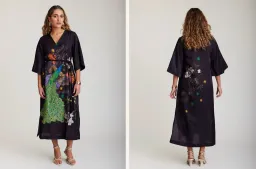 State of Embrace Peacock Kaftan Midi Dress Print Size 18 for rent on The Volte - image 3