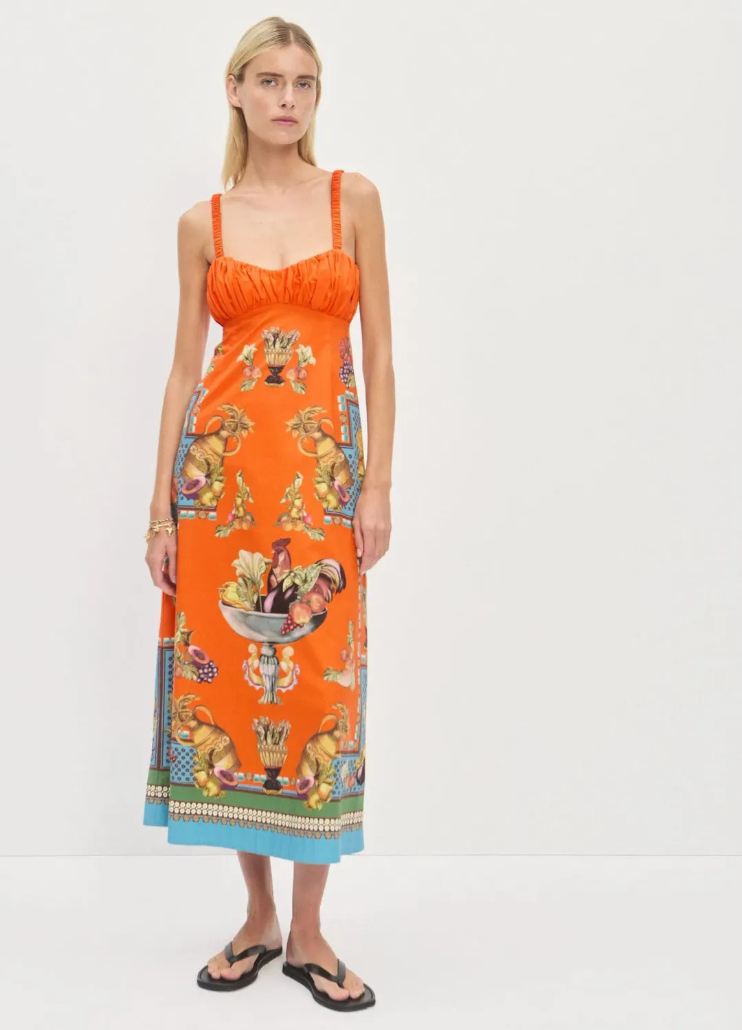 Alemais Rocco Midi Dress Orange Multi Size 8 for rent on The Volte - main image