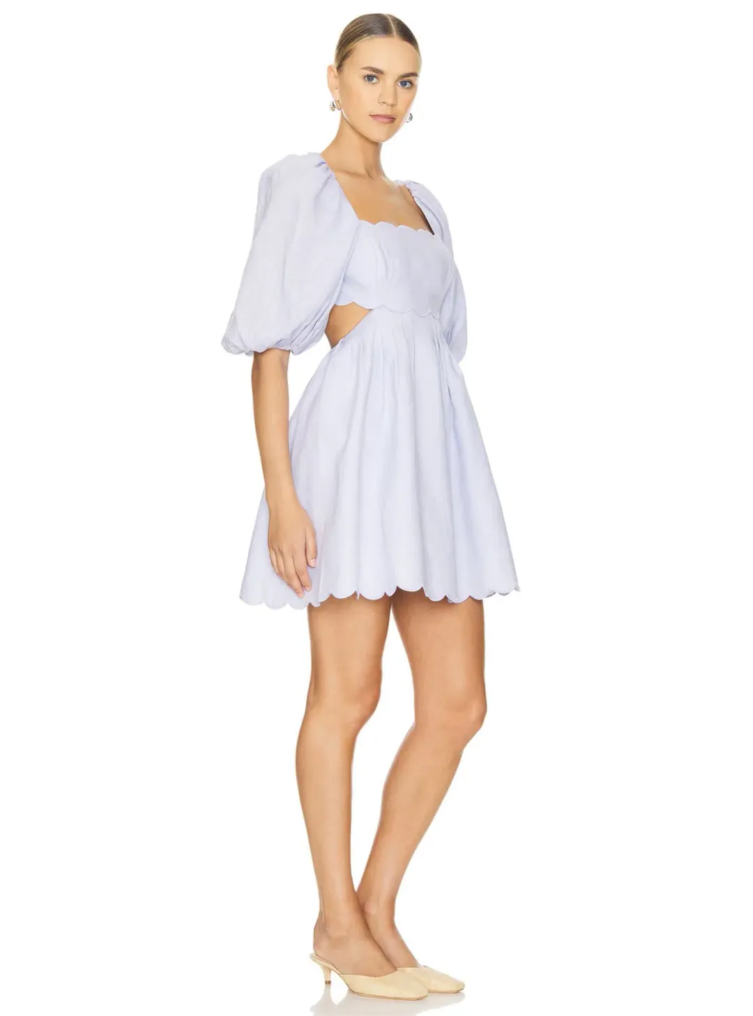 Zimmermann Halliday Scallop Mini Dress in Lilac Purple Size 1 / AU 10 for rent on The Volte - main image