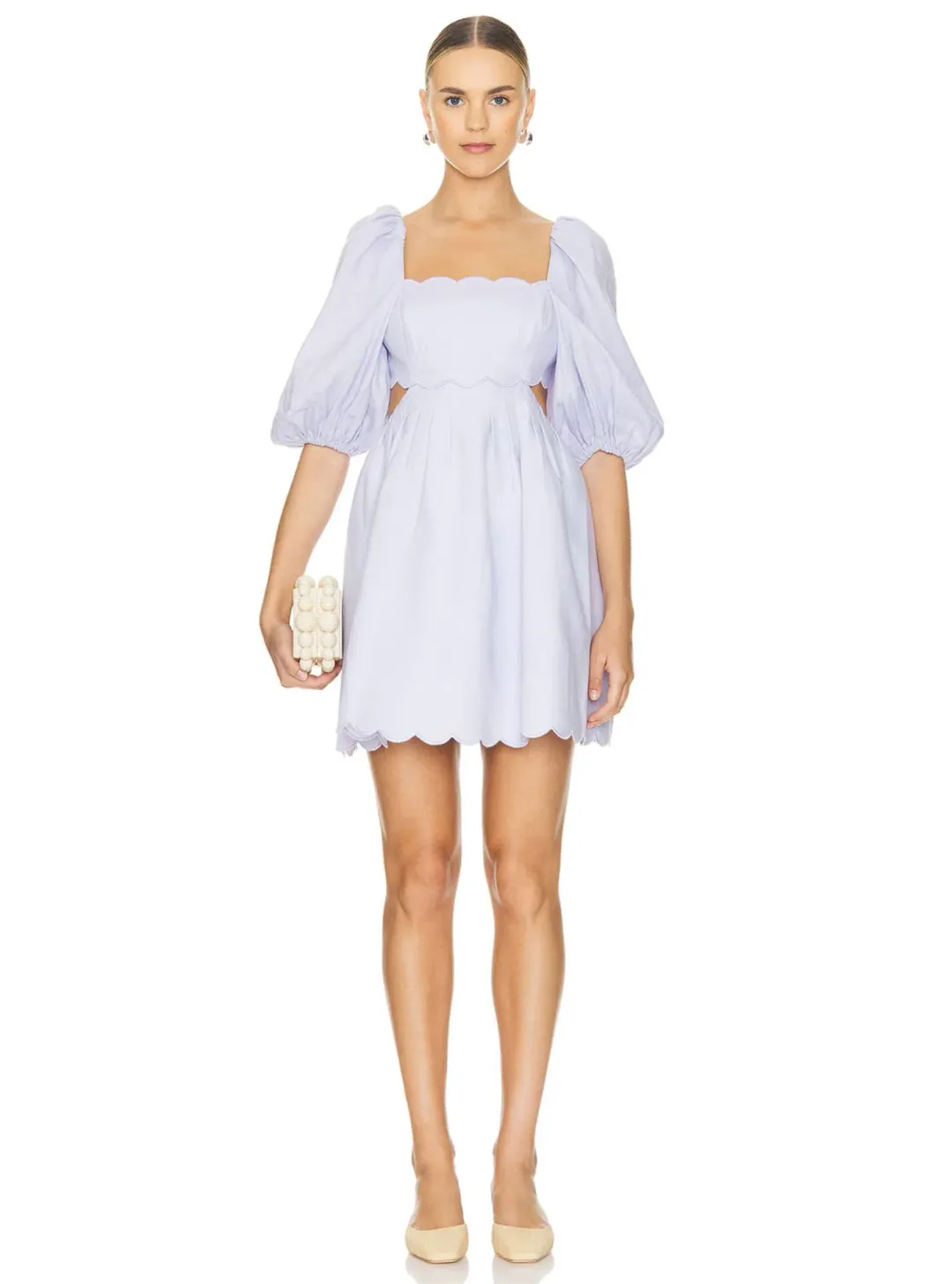 Zimmermann Halliday Scallop Mini Dress in Lilac Purple Size 1 / AU 10 for rent on The Volte - main image