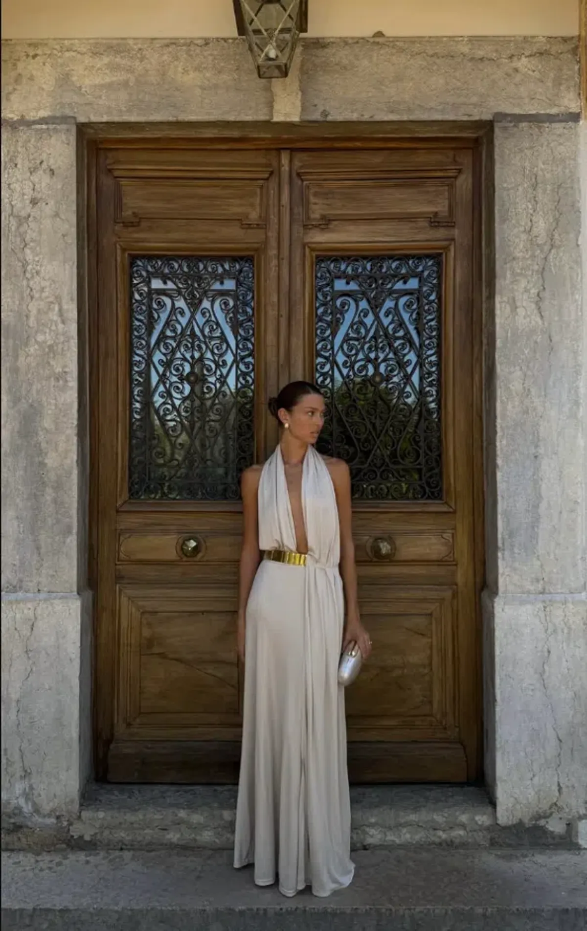 Ance Gria Odette Full Length Gown in Stone Size 8 - Image 6