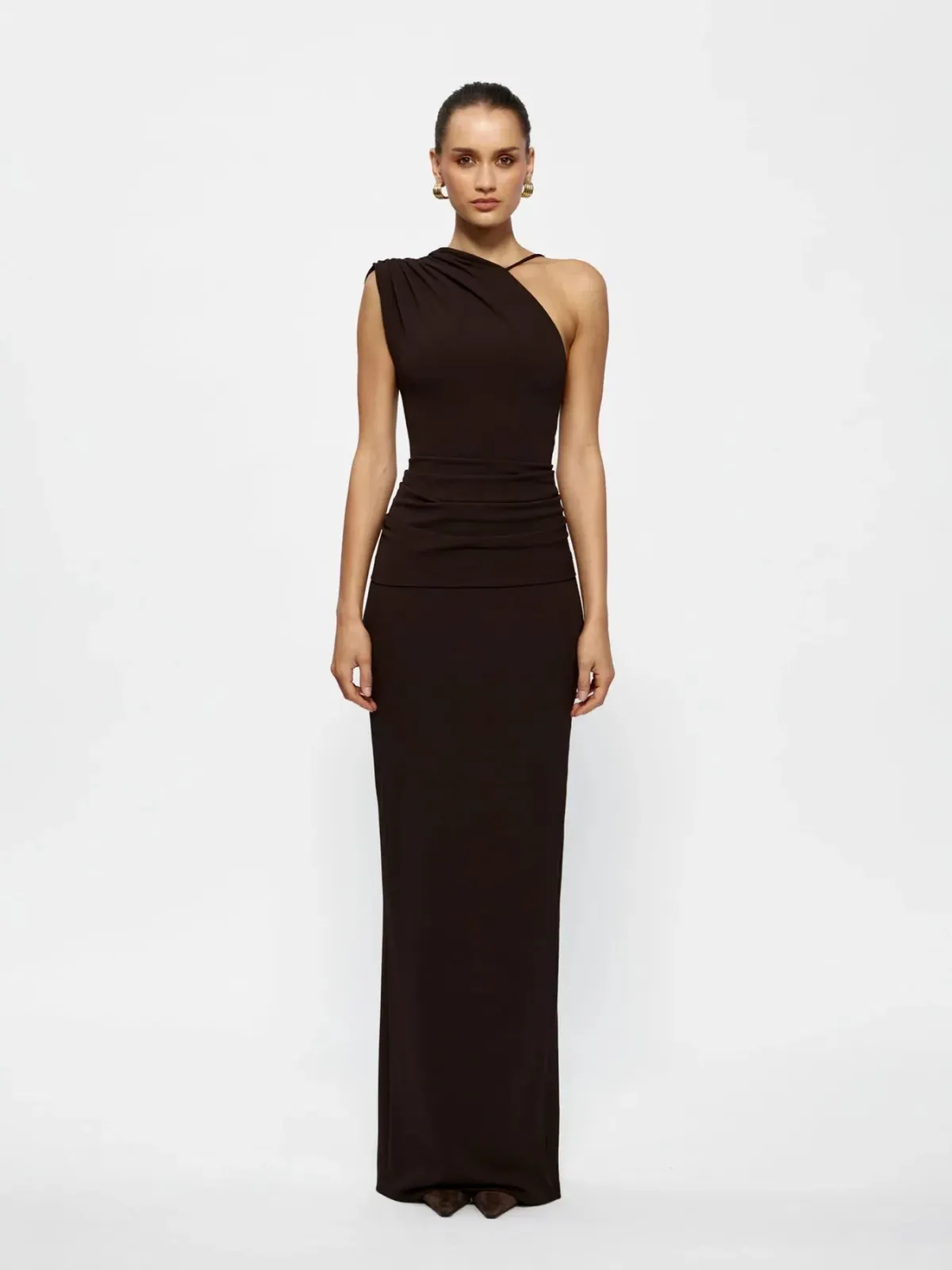 Effie Kats Greer Gown Coffee Brown Size 6 - Image 1