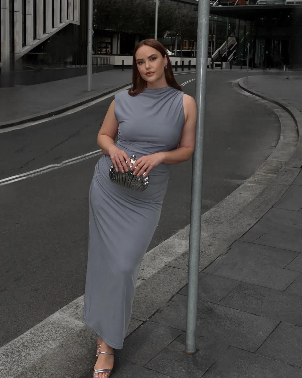 Sheike Gia Dress Midi Dove Grey Size AU 18 for rent on The Volte - main image