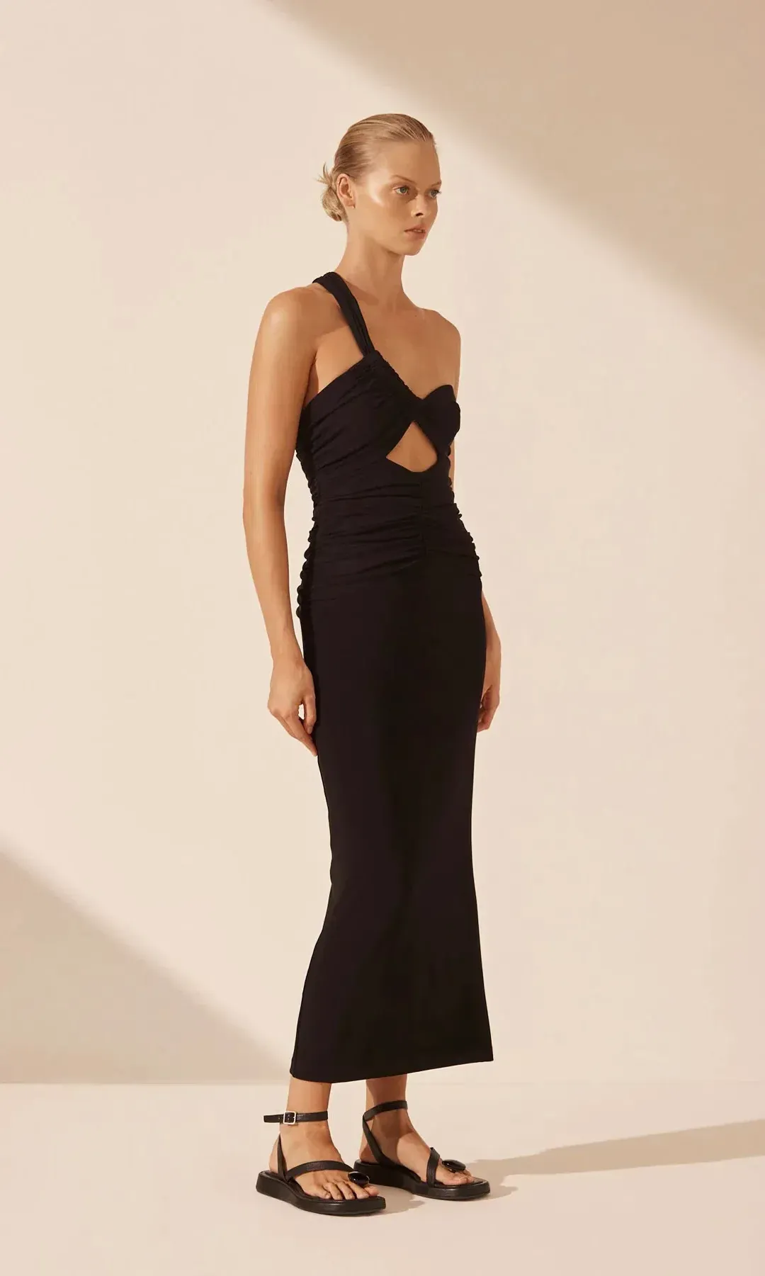 Shona Joy Yvette One Shoulder Midi Dress Black Size 14 for rent on The Volte - main image