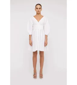 NEW Scanlan Theodore Parachute Sleeve Wrap Mini Dress in White Size XS / AU 6 for rent on The Volte - image 1