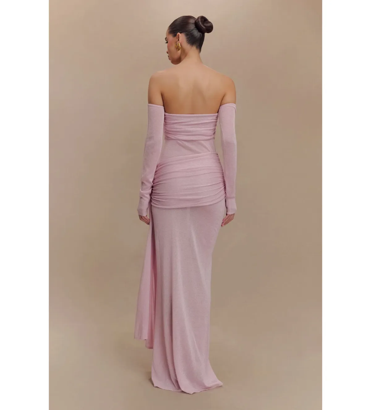 MESHKI Ingrid Metallic Knit Maxi Dress Baby Pink Size M / Size AU 10 - Image 2