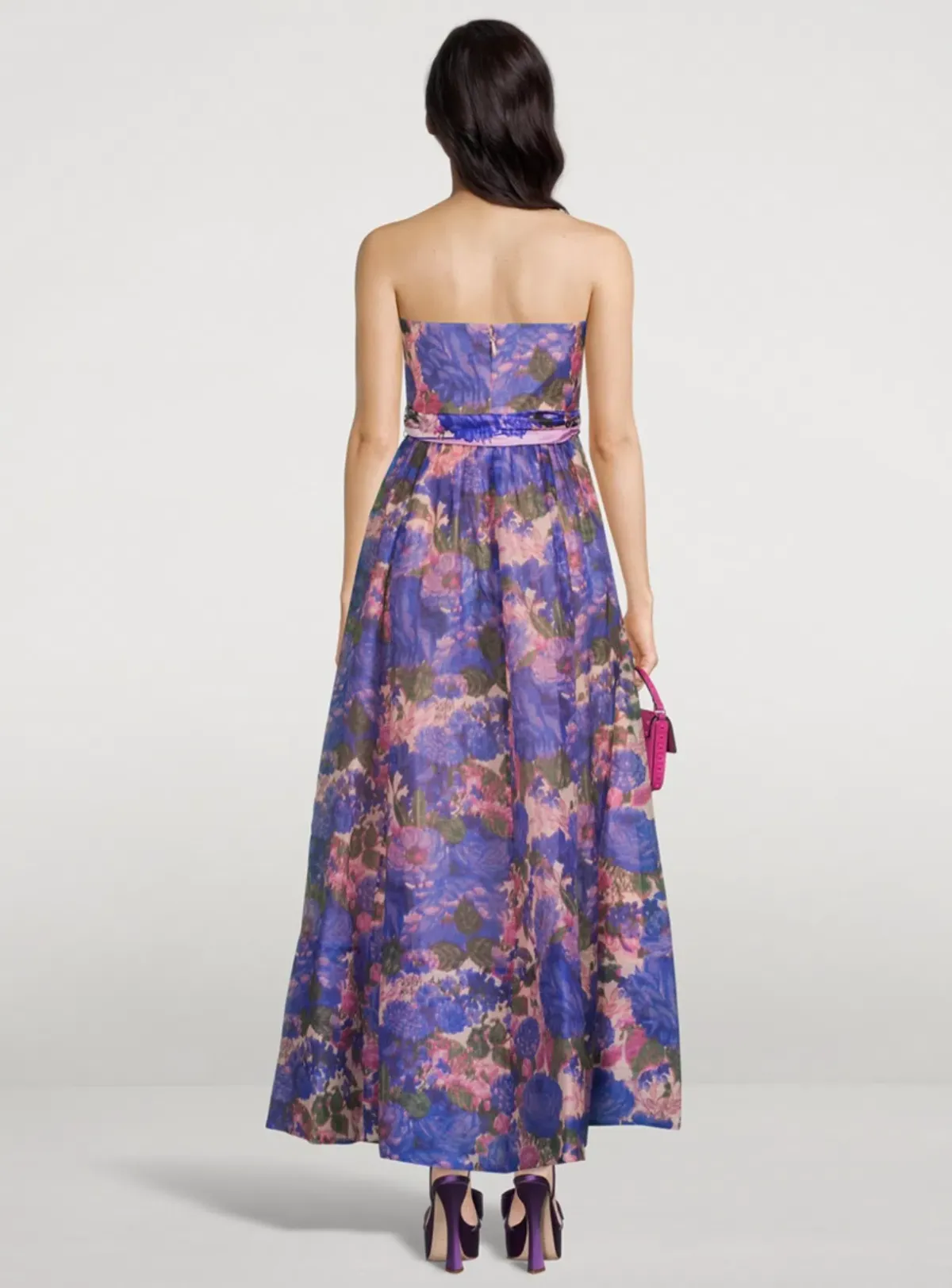 Zimmermann High Tide Strapless Maxi Dress Purple Ikat Floral Size 1 / AU 10 - Image 3