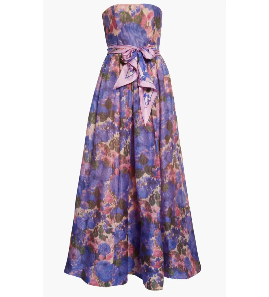 Zimmermann High Tide Strapless Maxi Dress Purple Ikat Floral Size 1 / AU 10 for rent on The Volte - main image