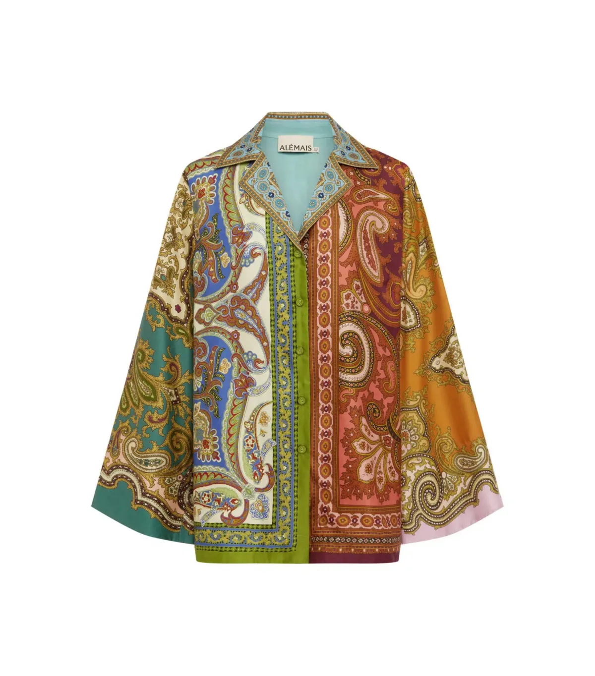 Alemais Clemenza Spliced Silk Shirt and Scarf Skirt Set Multi Size 8 - Image 5