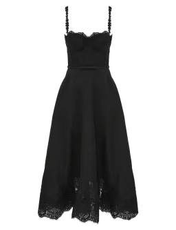 Zimmermann Hypnotic Lace Trim Midi Gown in Black Size 2 / AU 12 for rent on The Volte - image 4