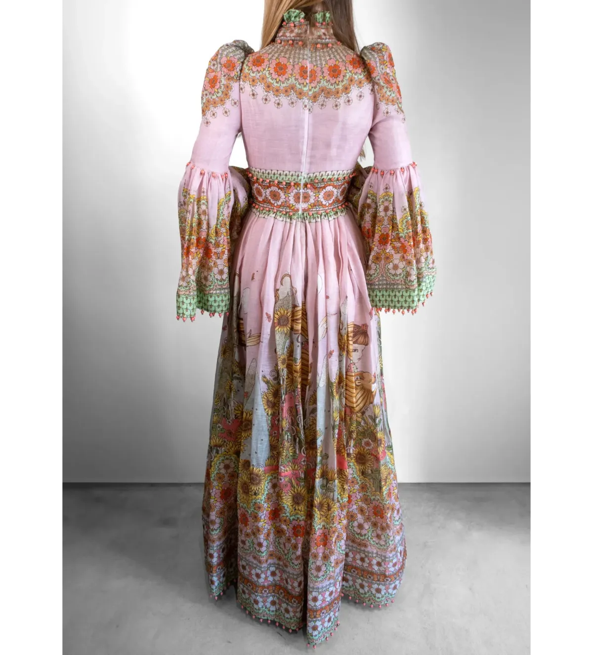 Zimmermann Kaleidoscope Bell Sleeve Gown Multi Floral Size 3 AU 14 - Image 5