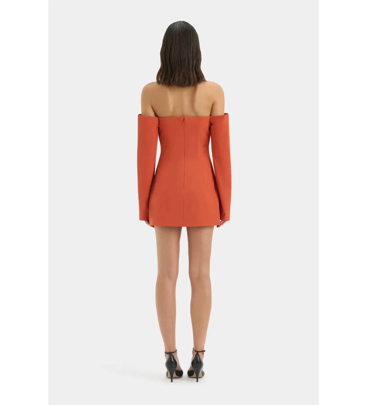 Sir the Label Rossana Off Shoulder Mini Dress Terracotta Size 0 AU 6 - Image 3