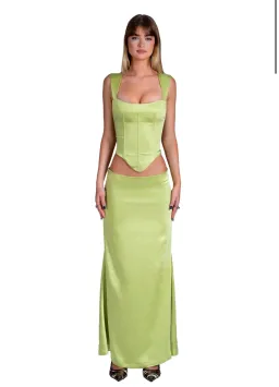 I Am Delilah Valerie Corset Size XS/AU 6 and Maxi Skirt Size S/AU 8 in Kiwi for rent on The Volte - image 1