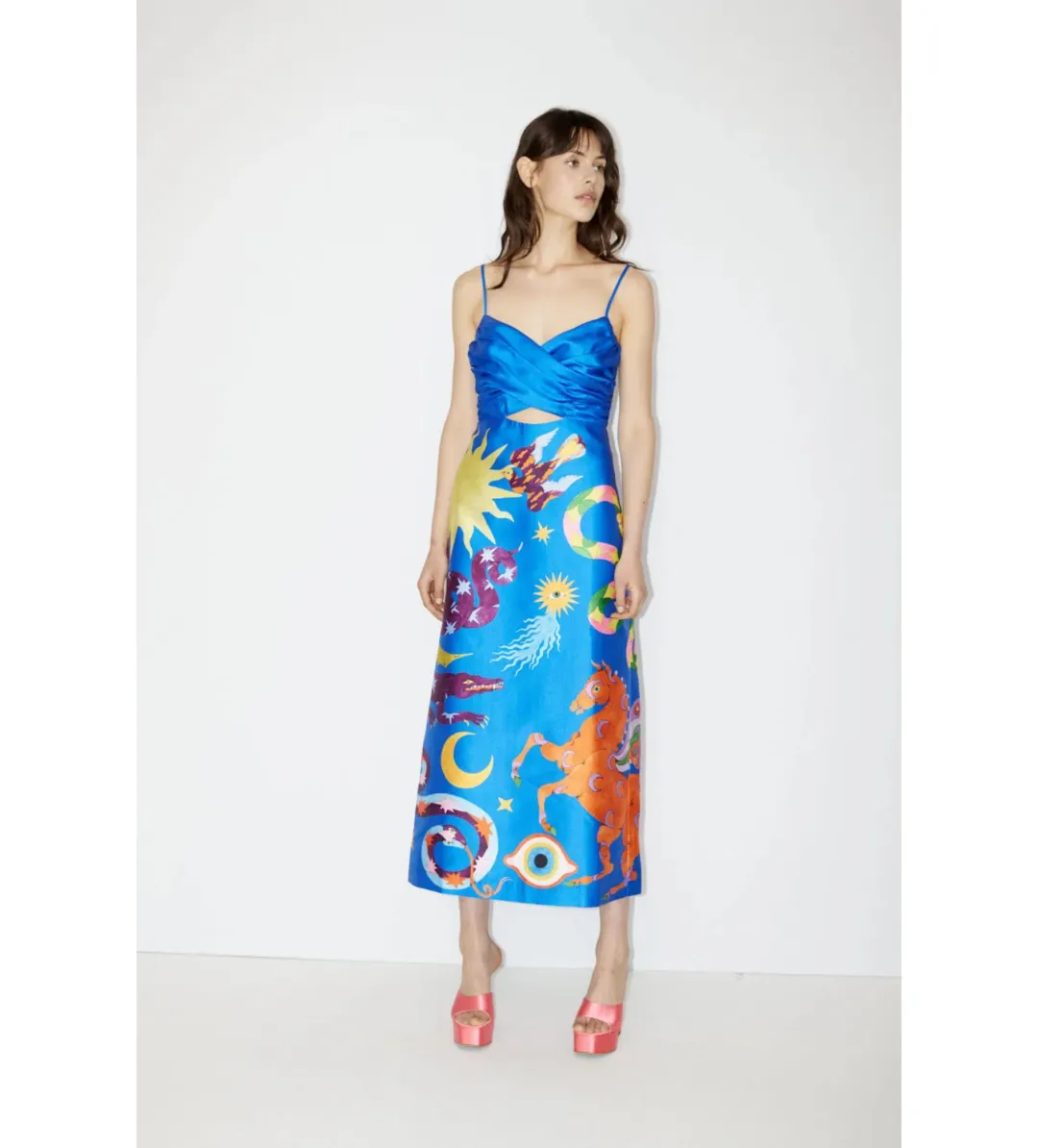 Alémais Guardian Silk Midi Dress in Blue Size XL / AU 16 for rent on The Volte - main image