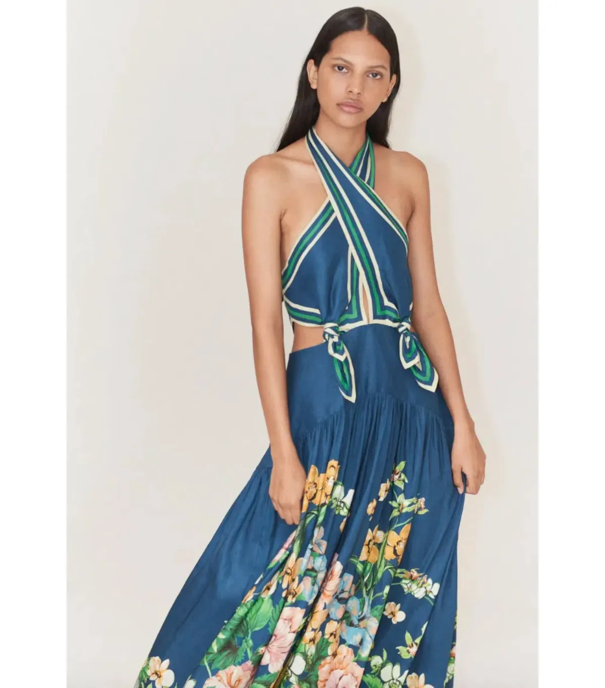 Alemais Lyla Halter Midi Dress Blue Size AU 12 - Image 2