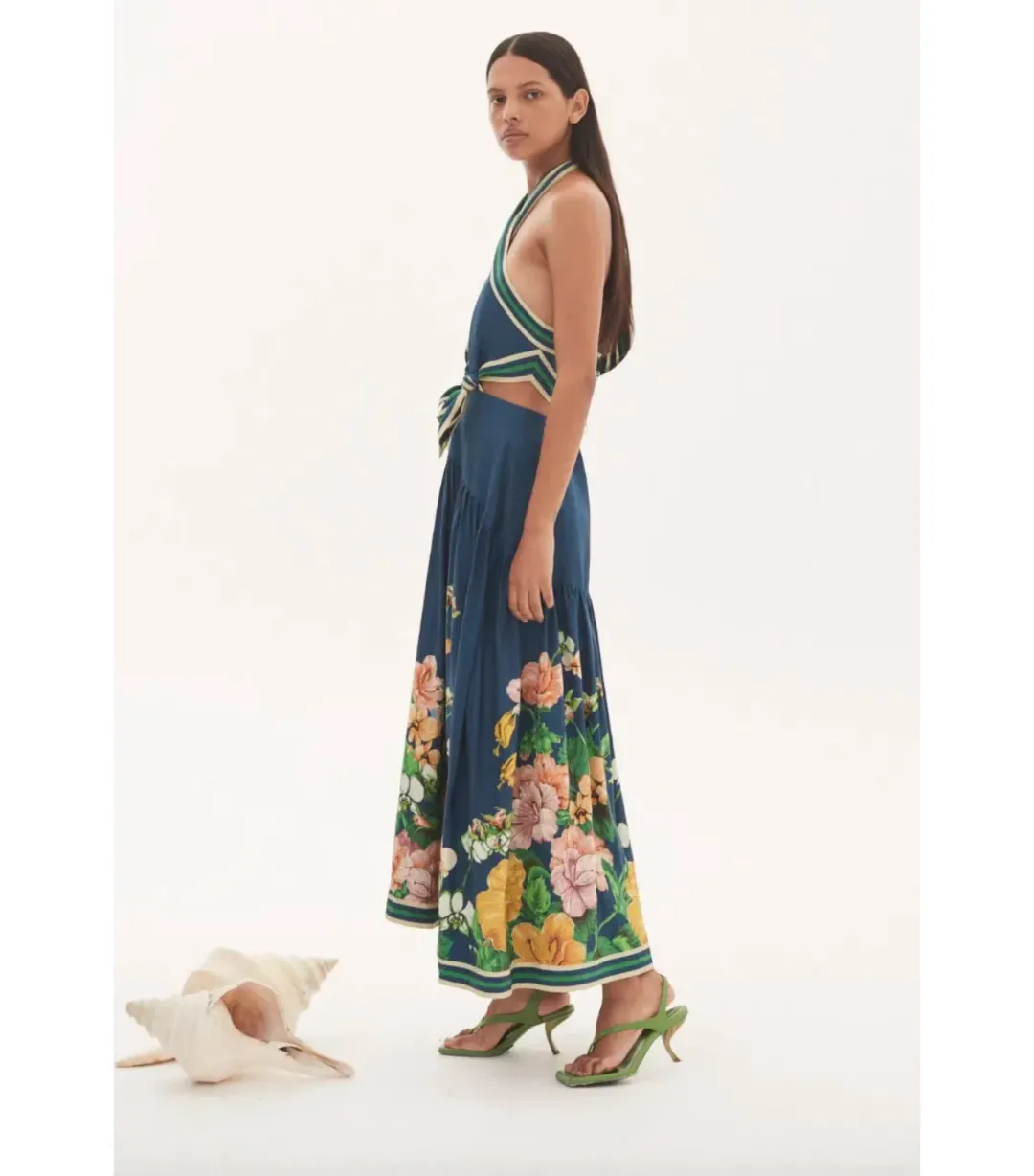 Alemais Lyla Halter Midi Dress Blue Size AU 12 for rent on The Volte - main image