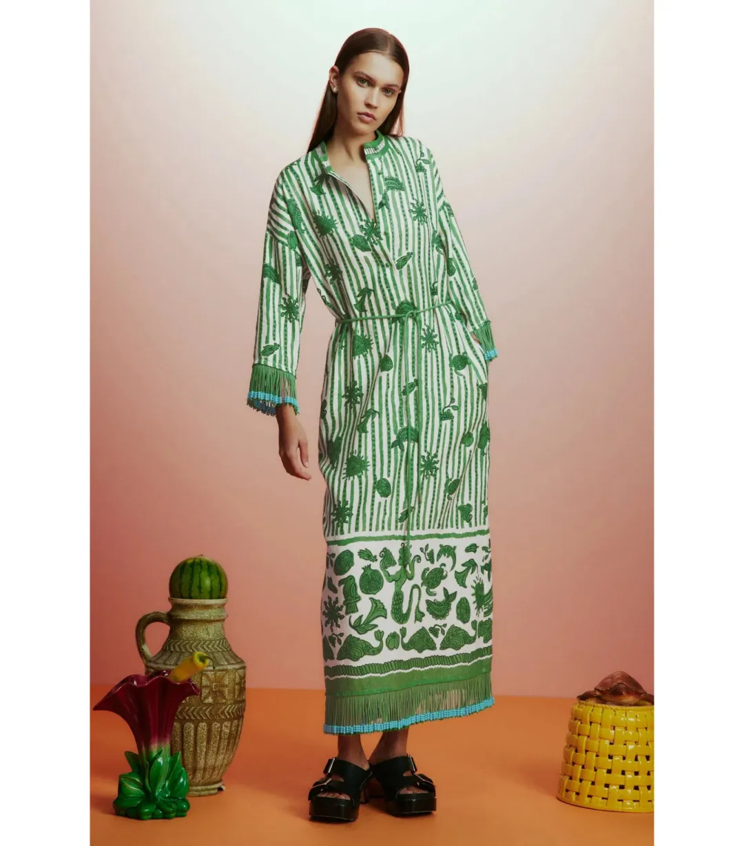 Alémais Lula Midi Dress Green Size AU 14 for rent on The Volte - main image