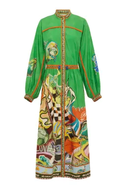 Alémais Lucky Pace Midi Shirtdress in Green Size 16 for rent on The Volte - image 5