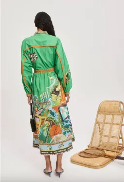 Alémais Lucky Pace Midi Shirtdress in Green Size 16 for rent on The Volte - image 3