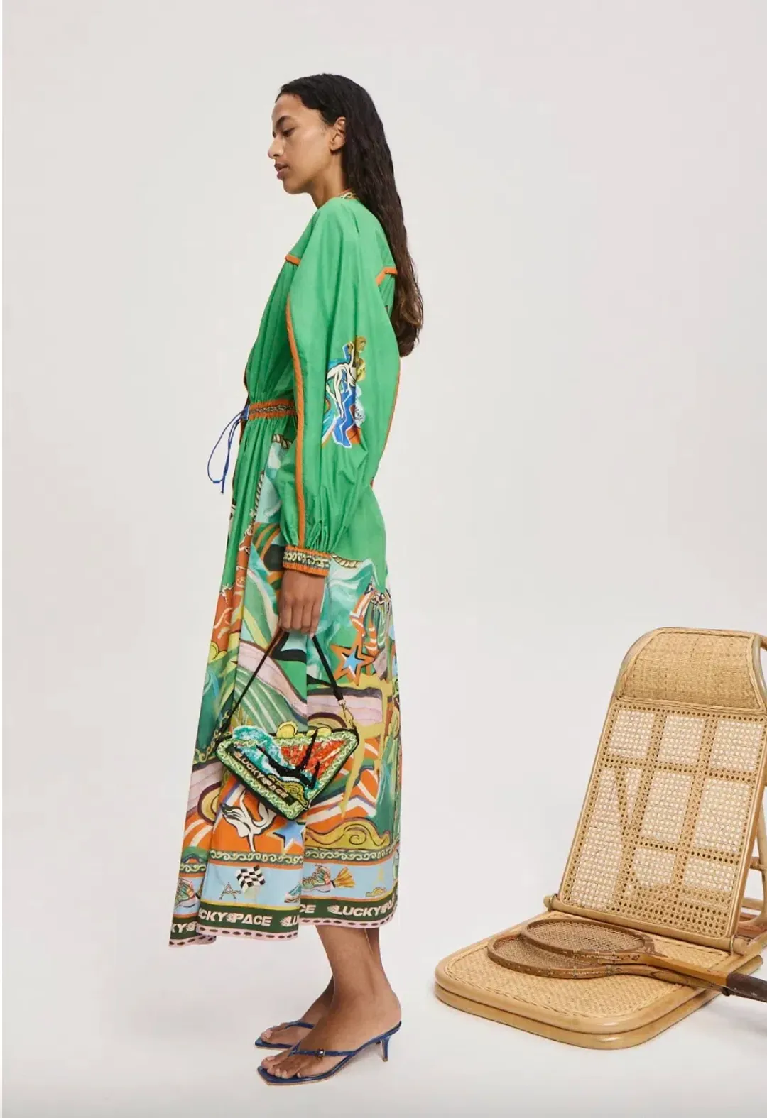 Alémais Lucky Pace Midi Shirtdress in Green Size 16 for rent on The Volte - main image