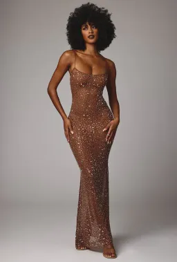 Oh Polly Antonella Dress Maxi Brown Size AU 6 for rent on The Volte - image 1