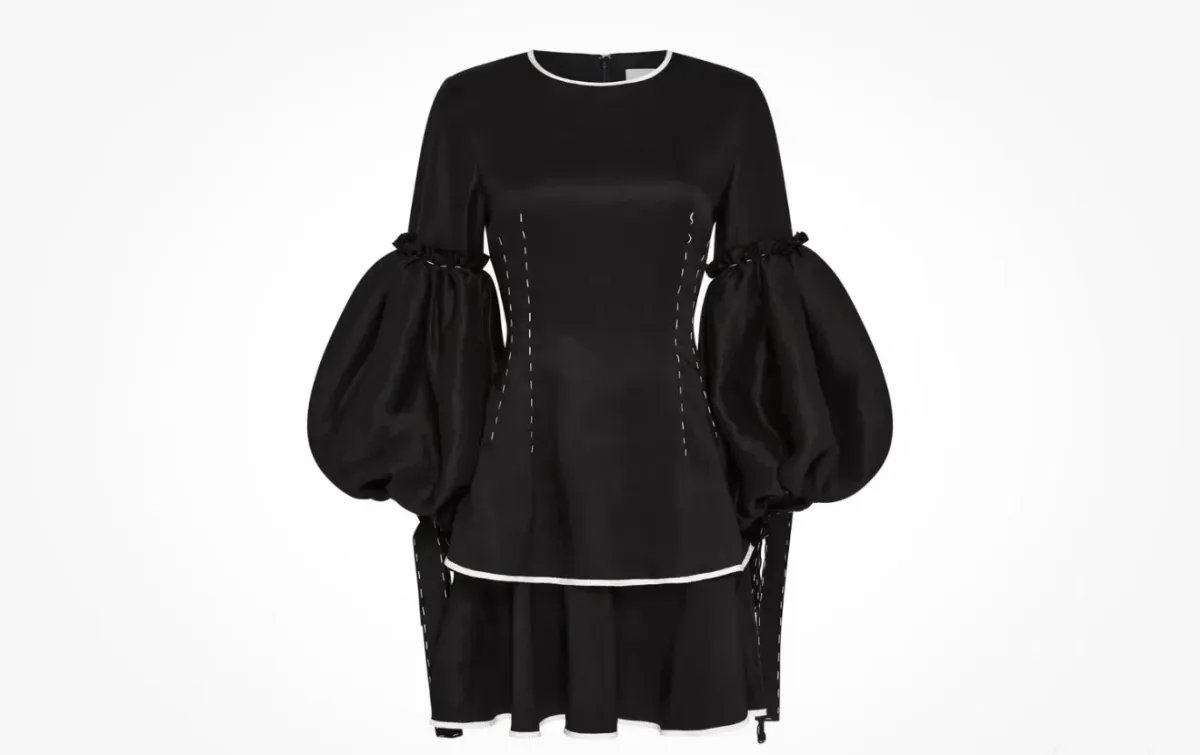 AJE Black Gracious Tiered Linen Blend Mini Black Size AU 10 - Image 2