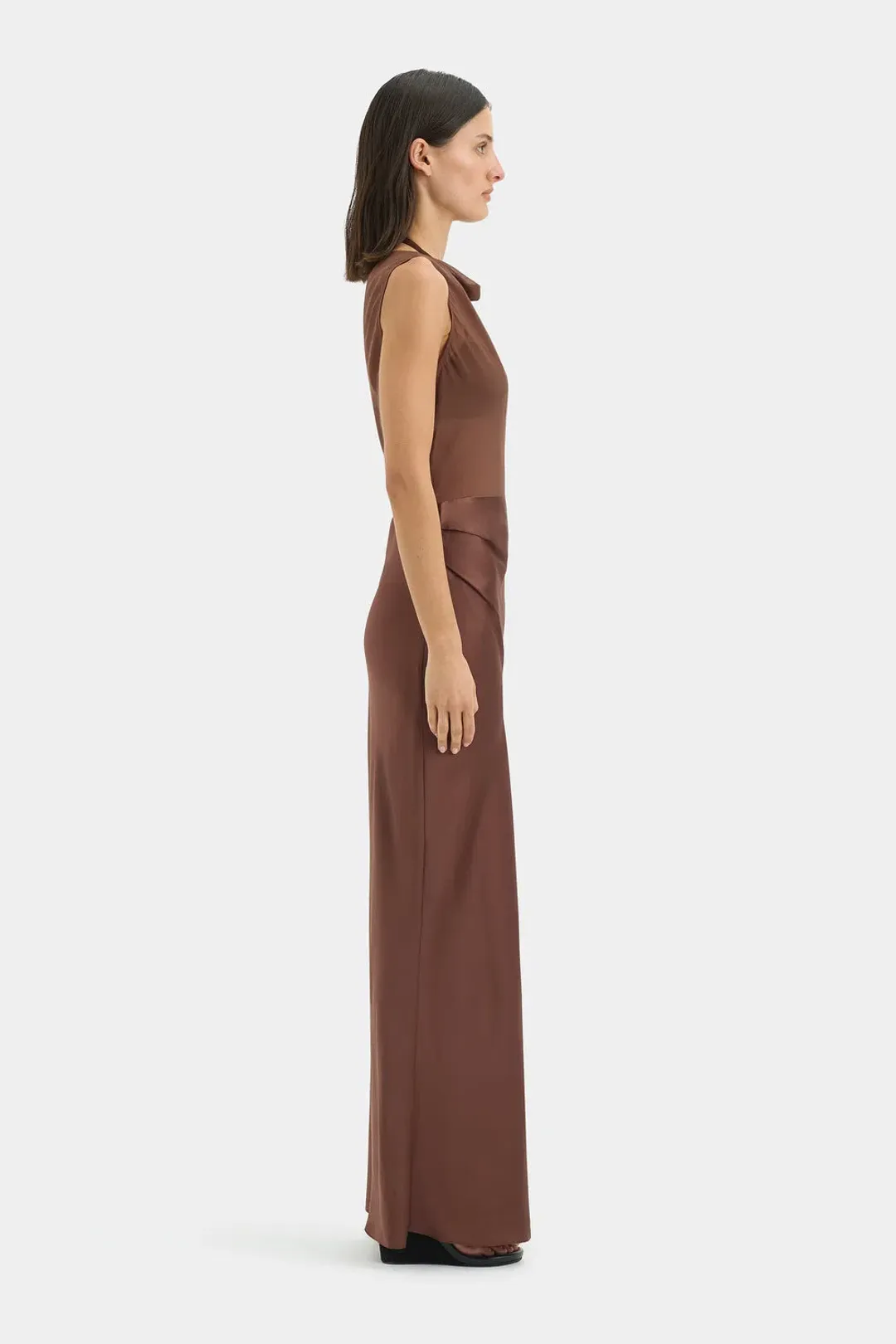 Sir the Label Luca Full Length Gown in Chestnut Brown Size 1 / AU 8 for rent on The Volte - main image