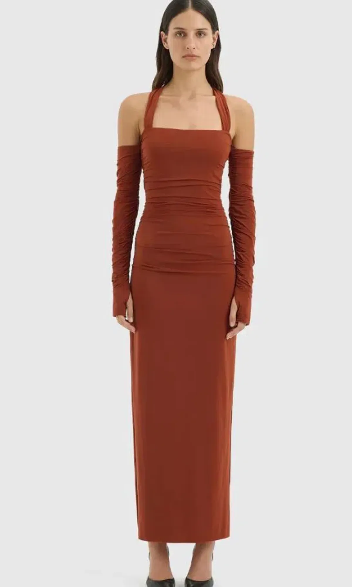 Sir Rosseli Gathered Midi Rust Size AU 8 - Image 1