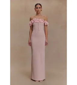 Meshki Nova Ruffle Off Shoulder Maxi Dress Ballet Pink Size 10 for rent on The Volte - image 1