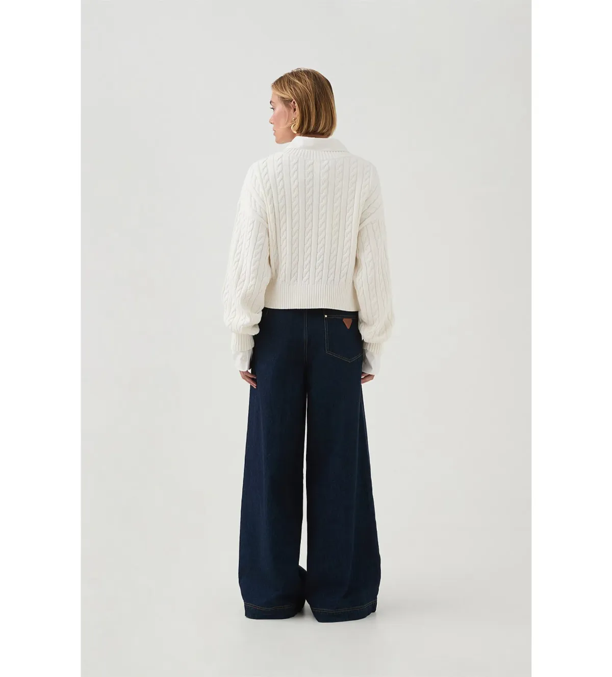 Aje Naia Cropped Cable Knit in Ivory Size - Image 3