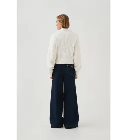 Aje Naia Cropped Cable Knit in Ivory Size for rent on The Volte - image 3