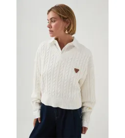 Aje Naia Cropped Cable Knit in Ivory Size for rent on The Volte - image 4