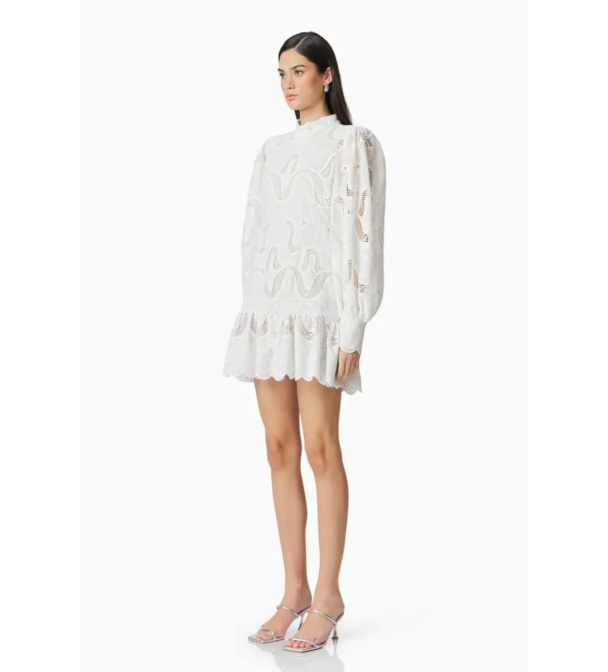 Elliatt Eliza Long Sleeve Mini Dress White Size AU 8 - Image 3