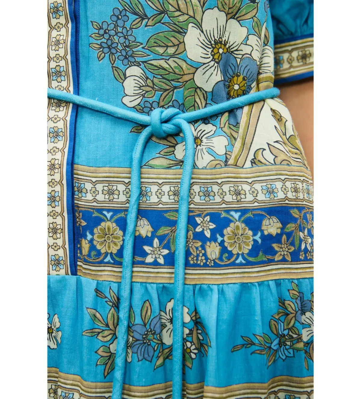 Alemais Cassie Tiered Midi Dress Blue Floral Size AU 8 - Image 4