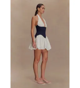 MESHKI Merlyn Denim Cotton Mini Dress Indigo Blue Size S AU 8 for rent on The Volte - image 3