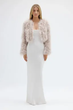 Bubish Luxe Manhattan Crop Feather Blush Jacket Size 10 for rent on The Volte - image 1