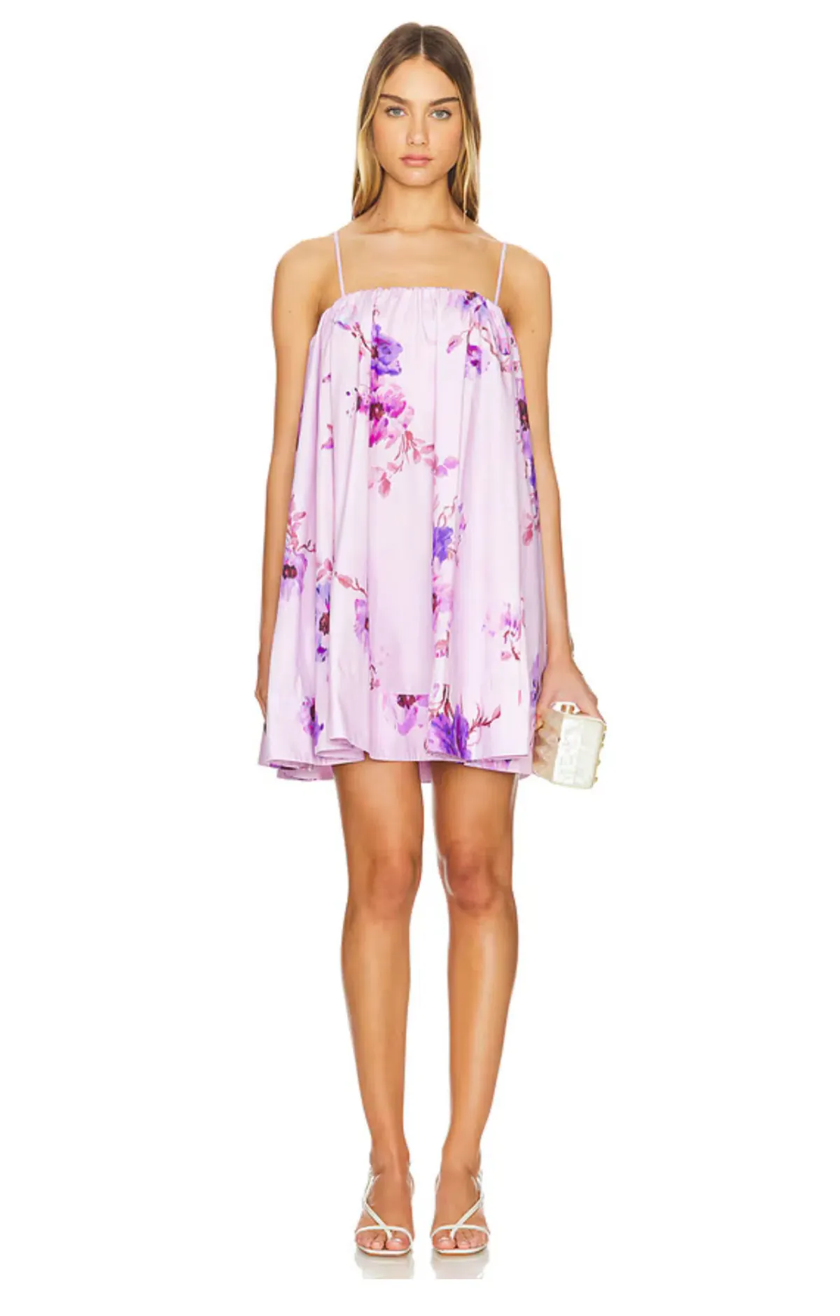 Zimmermann Lightburst Puff Mini Dress Purple Floral Size AU 12 - Image 1