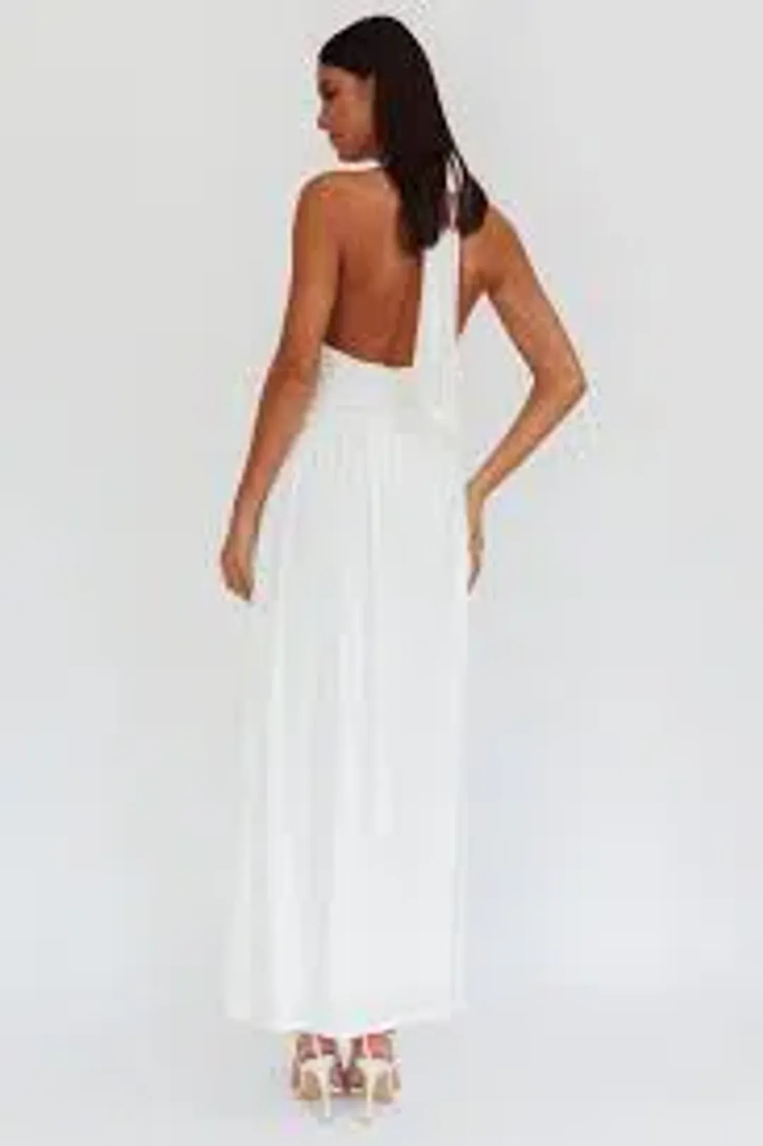 Italia Azure Gathered Waist Maxi Dress White Size for rent on The Volte - main image