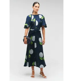 Oroton Snowdrop Print Midi Dress North Sea Size 14 for rent on The Volte - image 1
