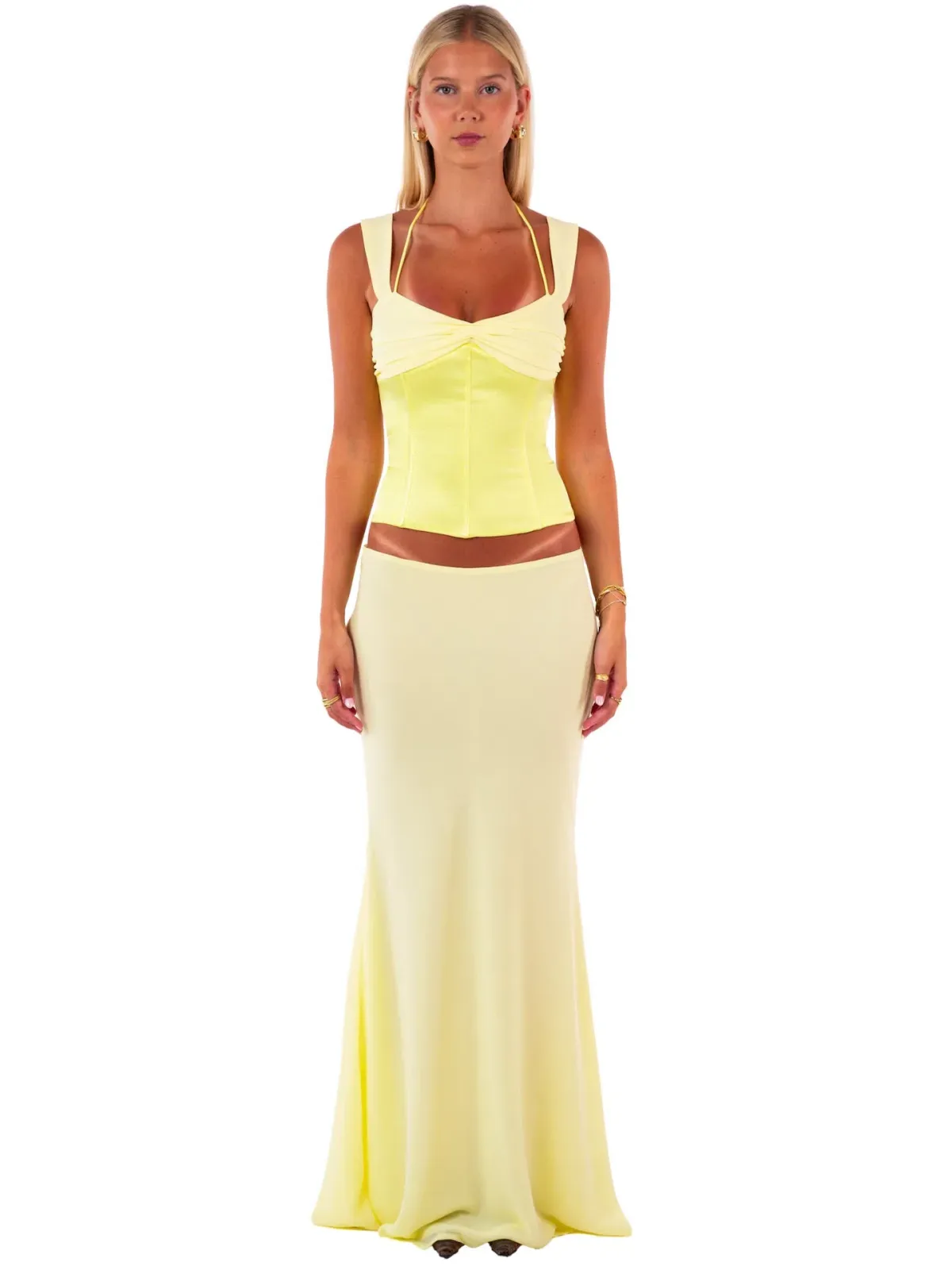 I am Delilah Scarlett Corset & Maxi Skirt Set in Butter Yellow Size S (AU 8) - Image 1