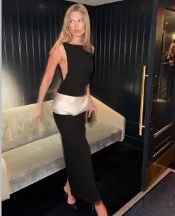 Rachel Gilbert Rikki Floor Length Gown In Black/Ivory Size AU 6 for rent on The Volte - image 1