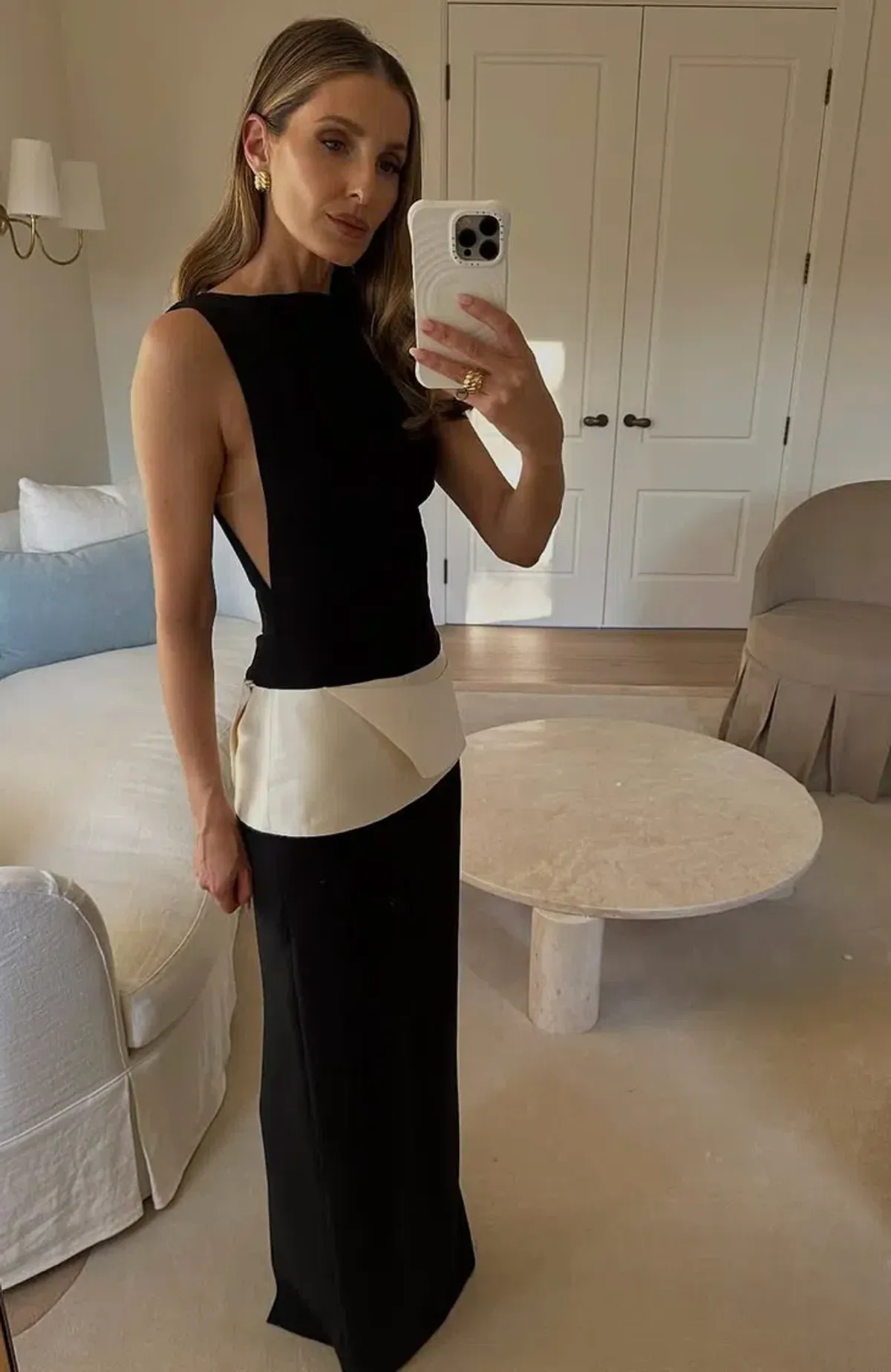 Rachel Gilbert Rikki Maxi Gown in Black/Ivory Size AU 10 - Image 1