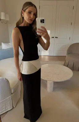 Rachel Gilbert Rikki Maxi Gown in Black/Ivory Size AU 10 for rent on The Volte - image 1